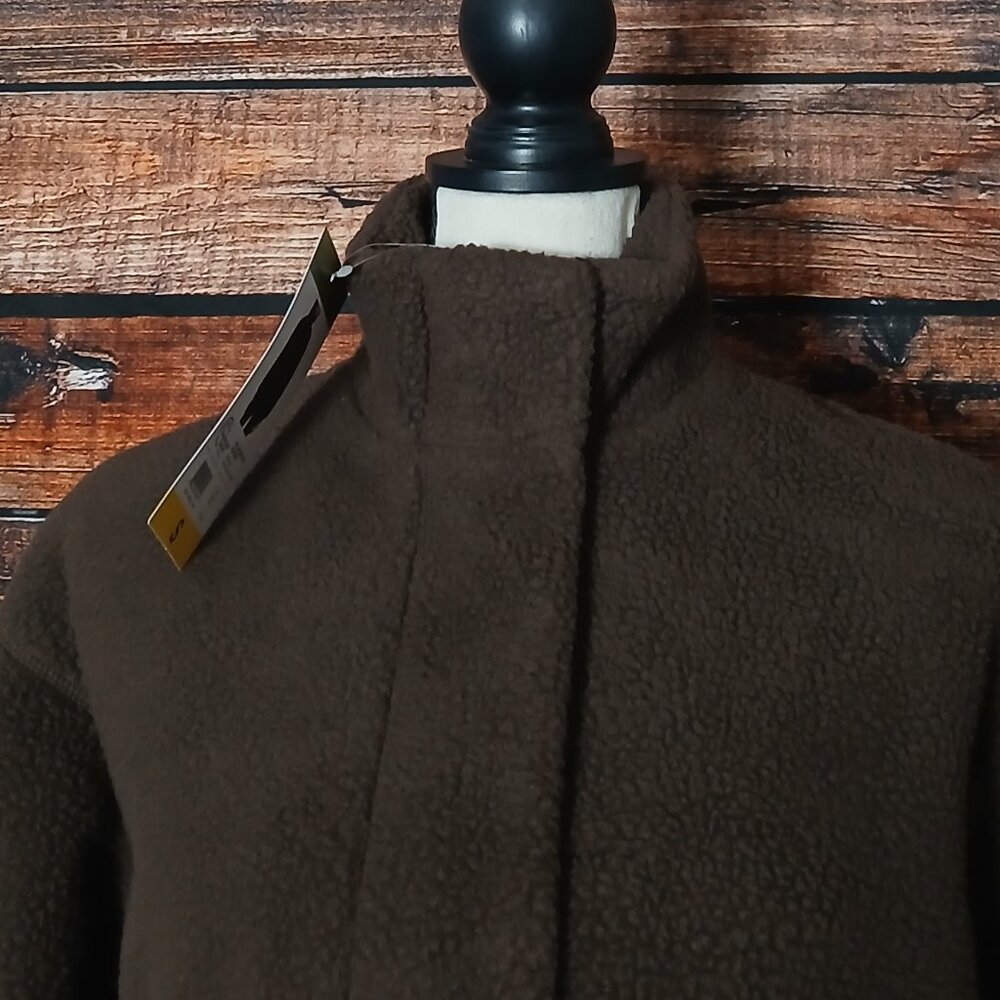 NWT Mondetta Jacket S Brown Sherpa Fleece Full Zip Snap Pockets - Picture 3 of 11